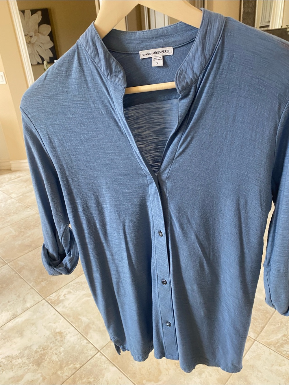 Lot of 3 James Perse slub knit 3/4 sleeve button down tops size 2 (medium) - Picture 2 of 4